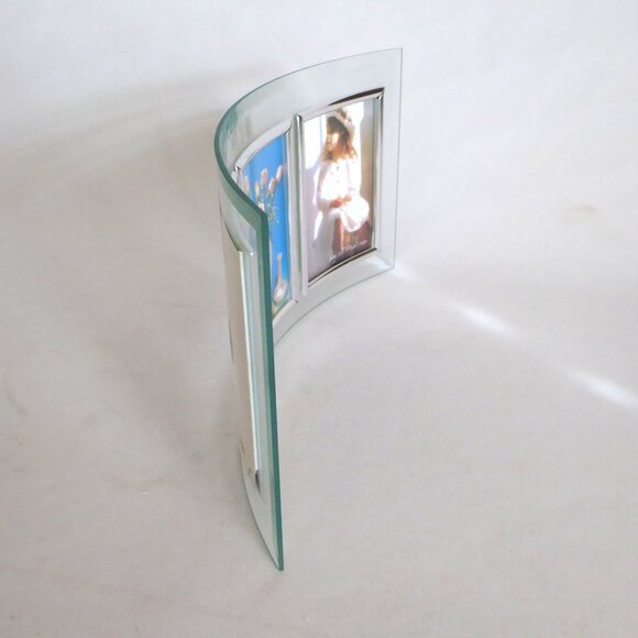 NEW 13” x 7” CURVED BEVELLED SILVER & GLASS COLLAGE PHOTO FRAME - Picture 9 of 12